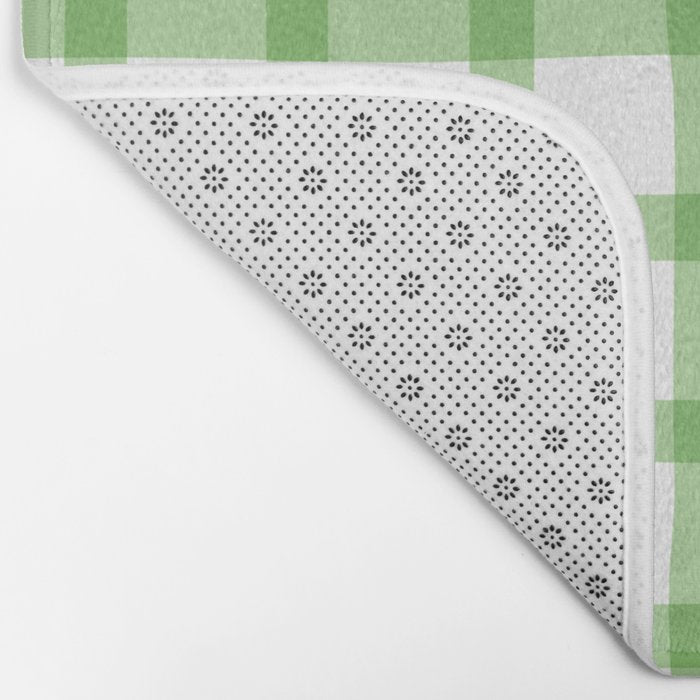 Green geometric plaid gingham pattern Bath Mat Gallery Image 2