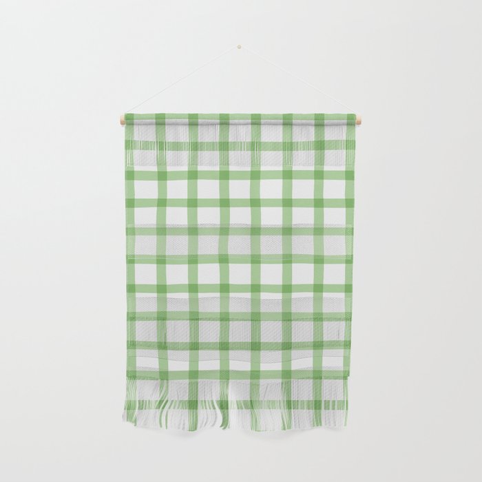 Green geometric plaid gingham pattern Wall Hanging Gallery Image 1