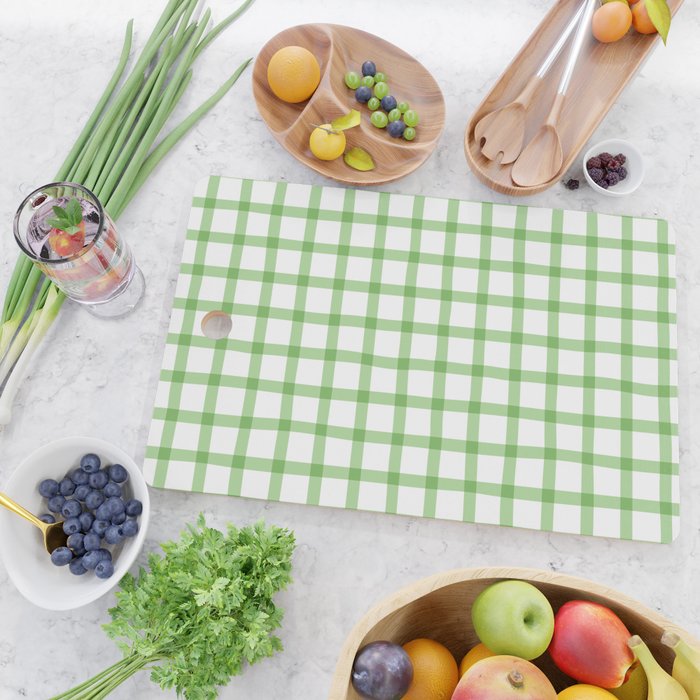 Green geometric plaid gingham pattern Cutting Board Gallery Image 2