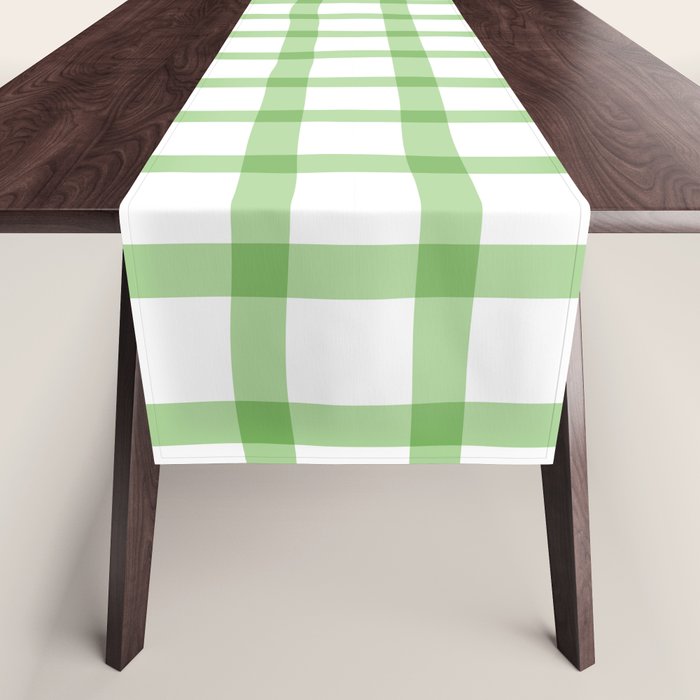 Green geometric plaid gingham pattern Table Runner Gallery Image 1