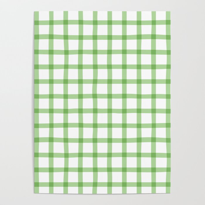 Green geometric plaid gingham pattern Poster Gallery Image 1