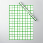 Green geometric plaid gingham pattern Wrapping Paper Gallery Image 1