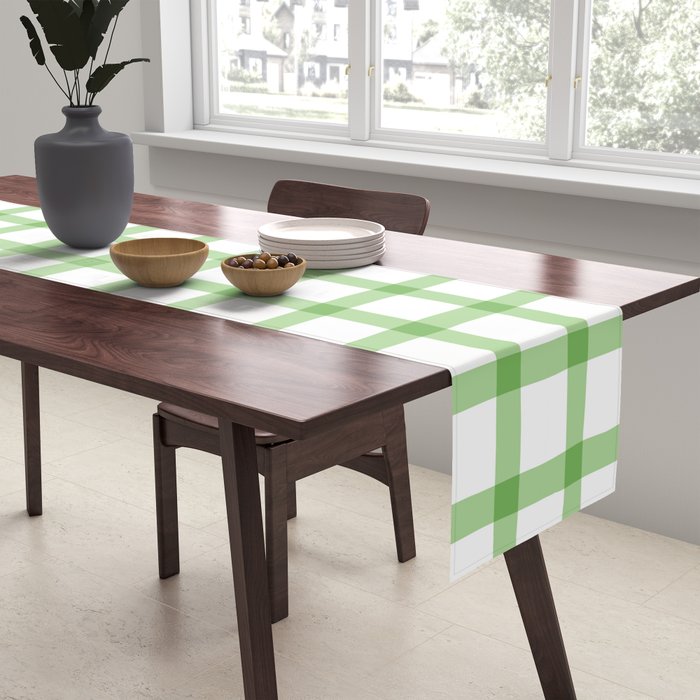 Green geometric plaid gingham pattern Table Runner Gallery Image 2