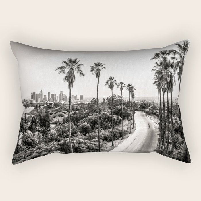 Los Angeles Black and White Rectangular Pillow Gallery Image 2