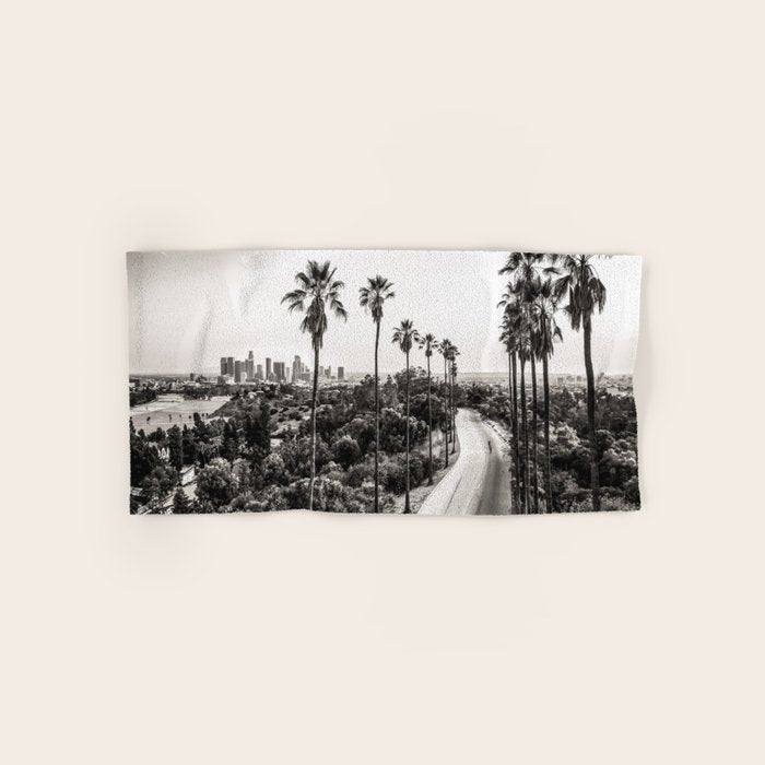 Los Angeles Black and White Bath Towel Gallery Image 1