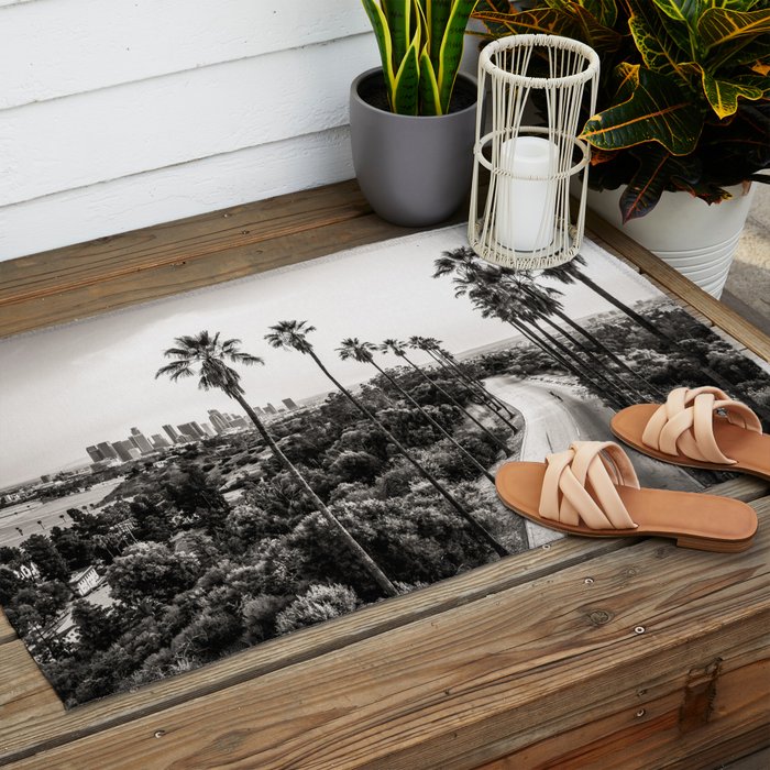 Los Angeles Black and White Outdoor Rug Gallery Image 2