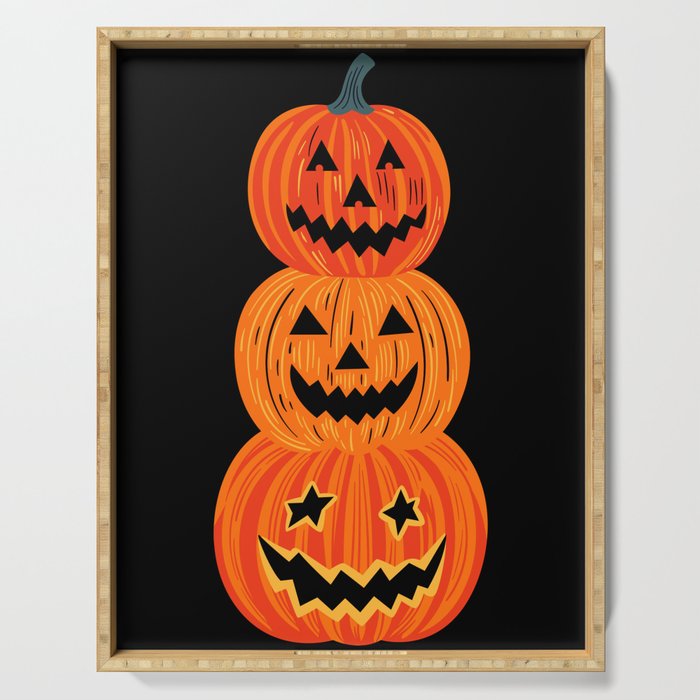 Happy halloween pumpkin jack o lantern art Serving Tray Gallery Image 1