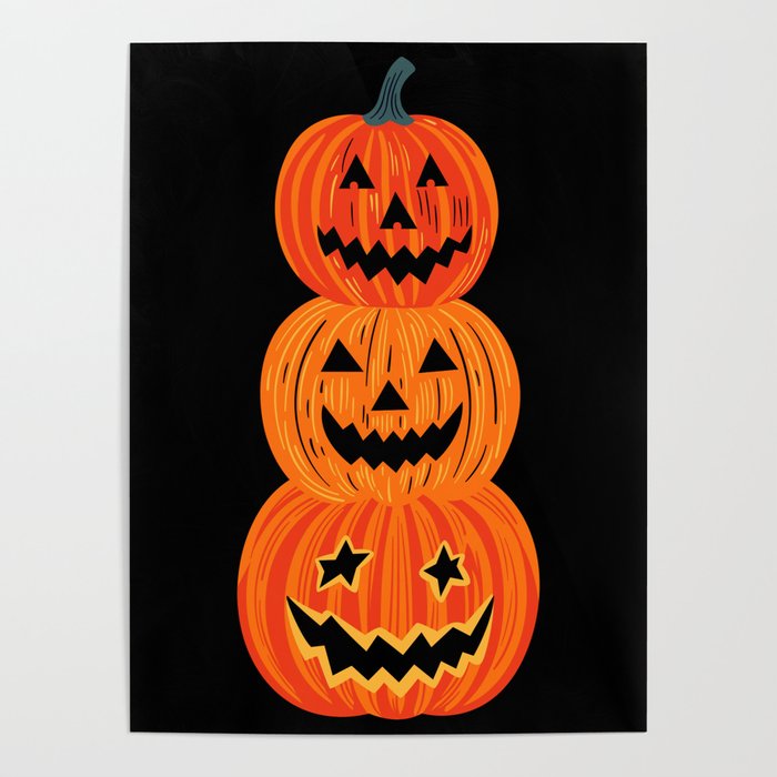 Happy halloween pumpkin jack o lantern art Poster Gallery Image 1
