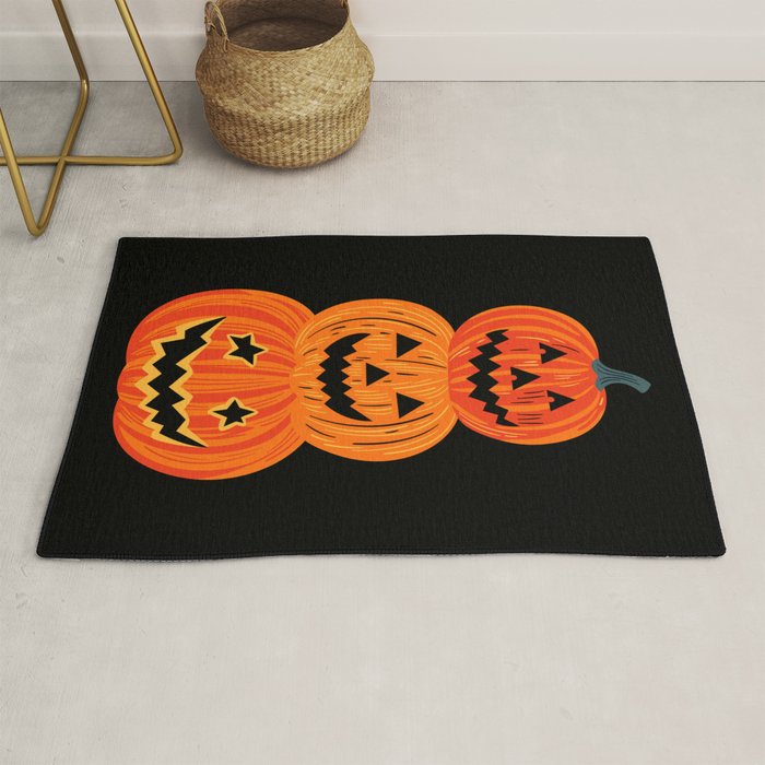 Happy halloween pumpkin jack o lantern art Rug Gallery Image 1