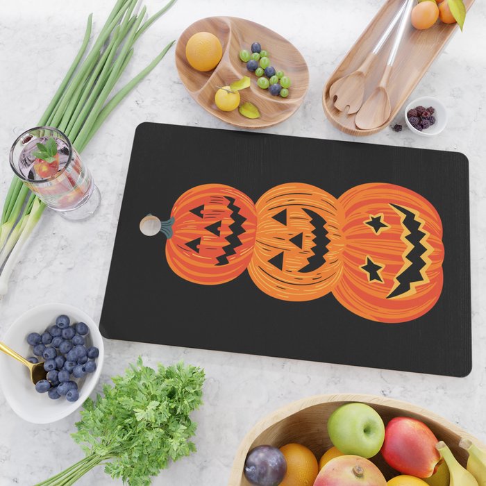 Happy halloween pumpkin jack o lantern art Cutting Board Gallery Image 2