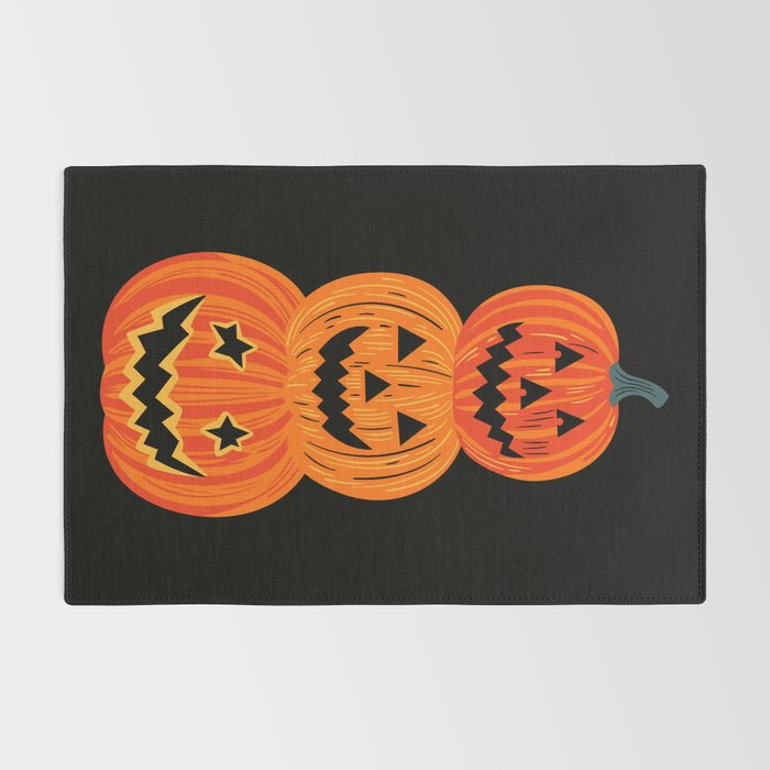 Happy halloween pumpkin jack o lantern art Rug Gallery Image 2
