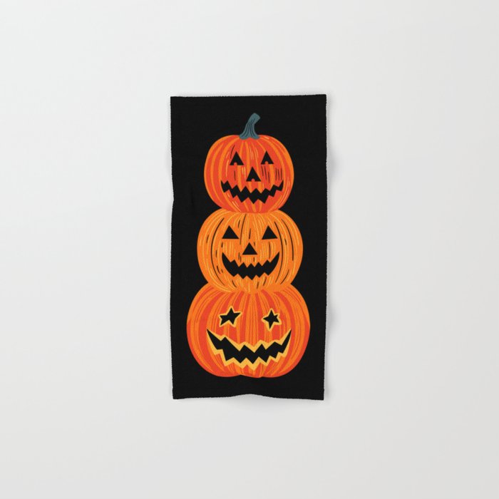 Happy halloween pumpkin jack o lantern art Bath Towel Gallery Image 1