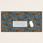 Tigers - dusky blue Desk Mat Gallery Image 1