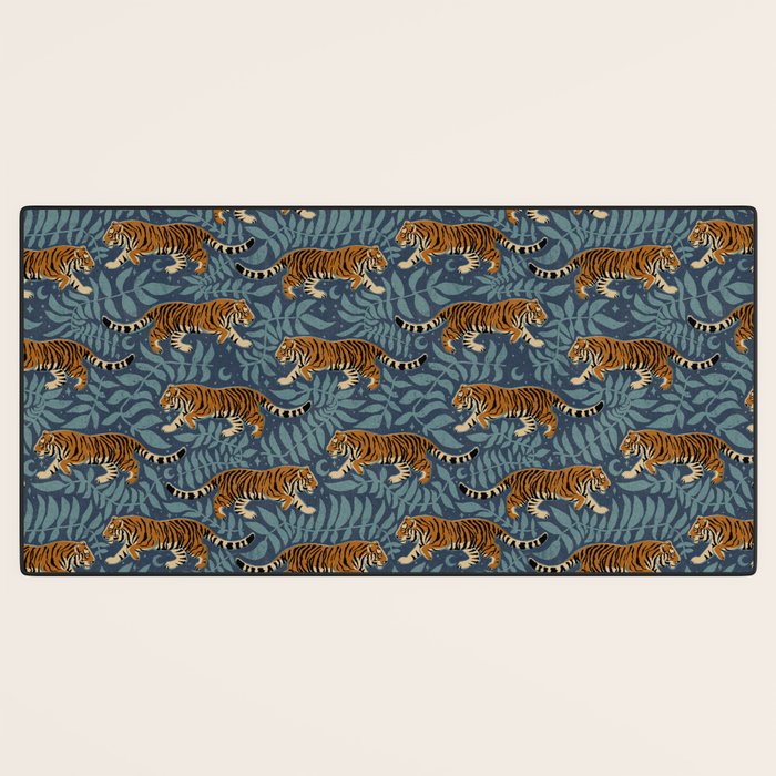 Tigers - dusky blue Desk Mat Gallery Image 3