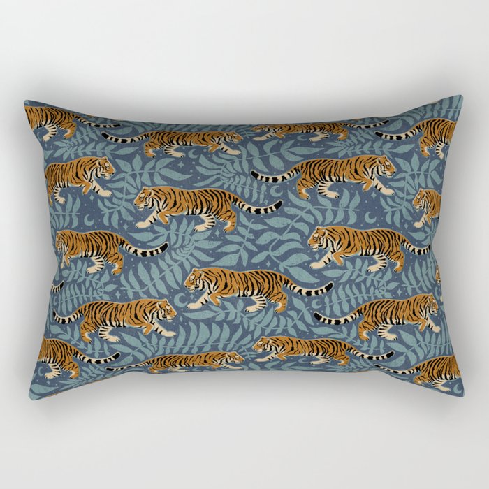 Tigers - dusky blue Rectangular Pillow Gallery Image 2