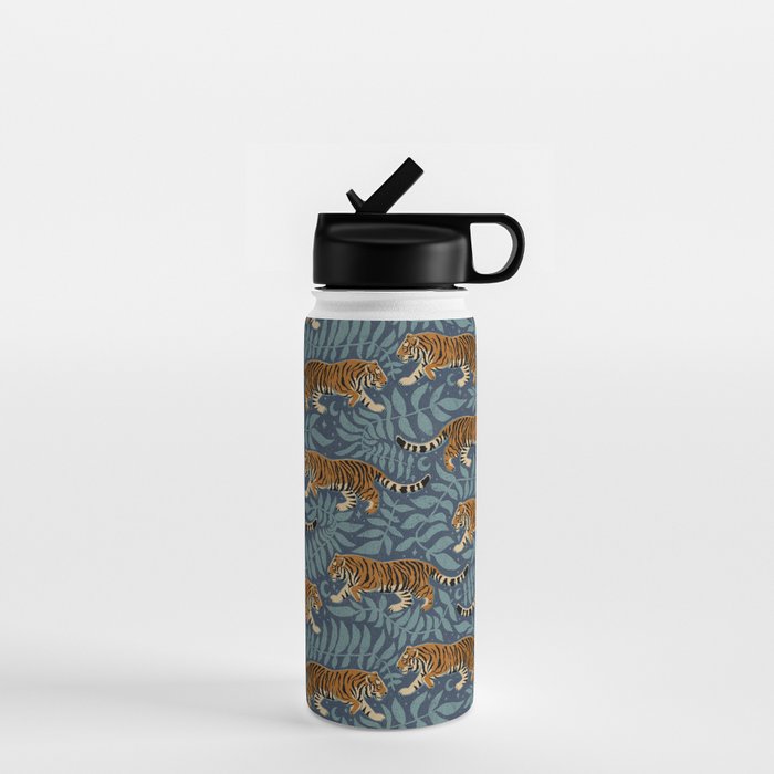 Tigers - dusky blue Water Bottle Gallery Image 1