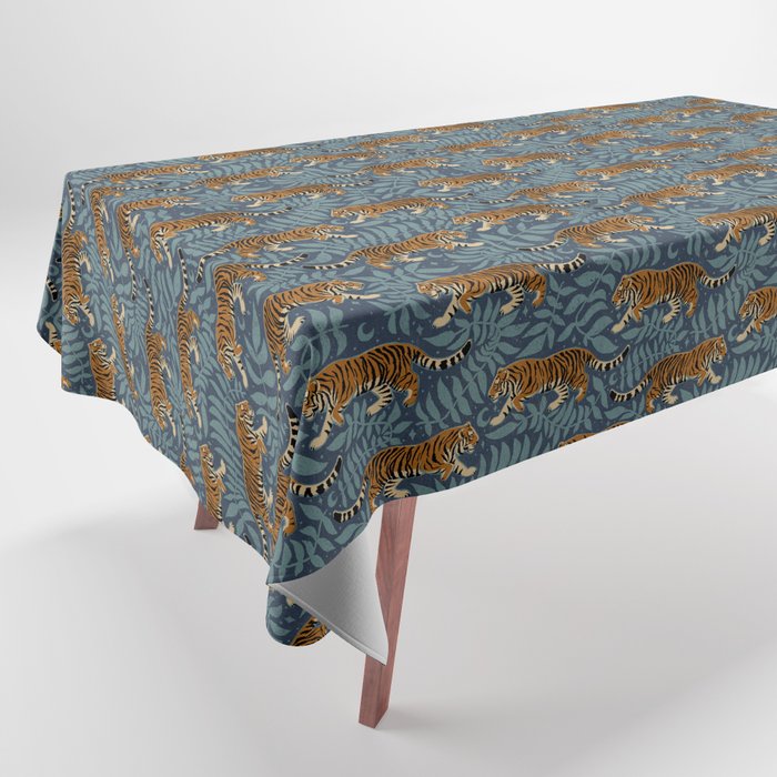 Tigers - dusky blue Tablecloth Gallery Image 1
