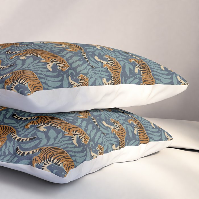 Tigers - dusky blue Pillow Sham Gallery Image 3