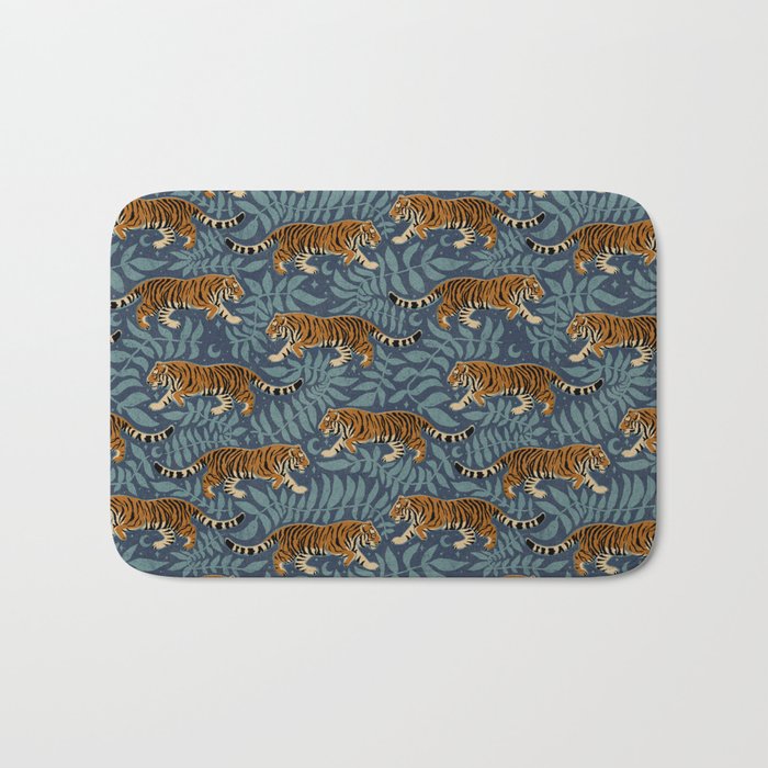 Tigers - dusky blue Bath Mat Gallery Image 1