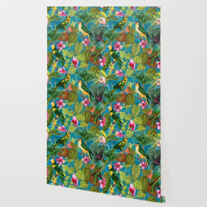 Vintage & Shabby Chic - Hot Exotic Tropical Birds Jungle Wallpaper Gallery Image 2