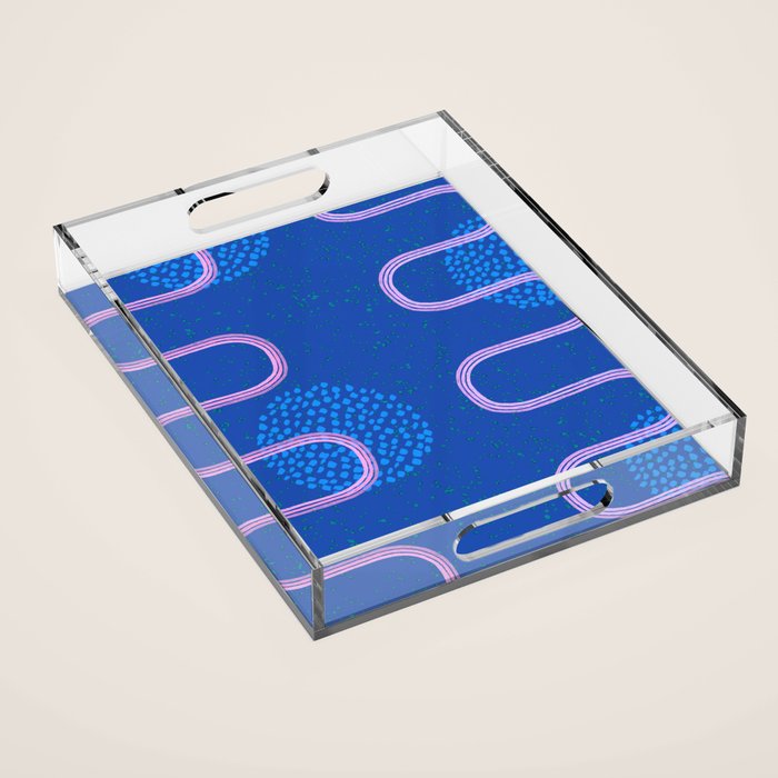 Abstract Fields in Navy Blue & Pastel Pink Acrylic Tray Gallery Image 1