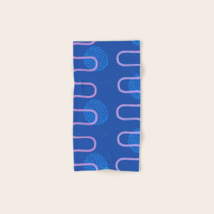 Abstract Fields in Navy Blue & Pastel Pink Bath Towel Gallery Image 1