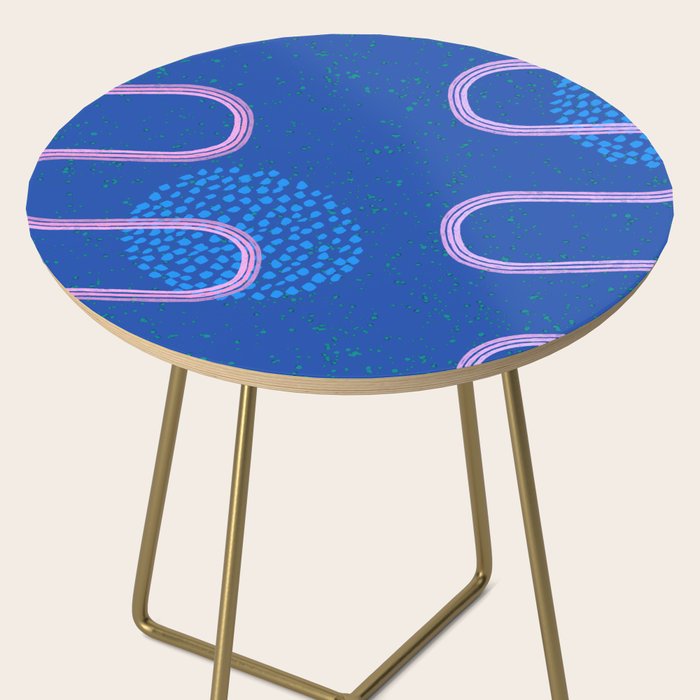 Abstract Fields in Navy Blue & Pastel Pink Side Table Gallery Image 2