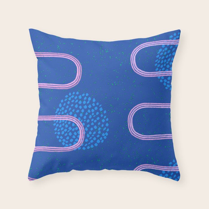 Abstract Fields in Navy Blue & Pastel Pink Throw Pillow Gallery Image 6
