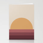 Minimal Retro Sunset Sunrise - Burgundy Ruby Red Stationery Card Gallery Image 2