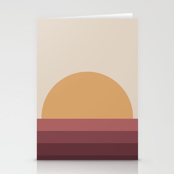 Minimal Retro Sunset Sunrise - Burgundy Ruby Red Stationery Card Gallery Image 2