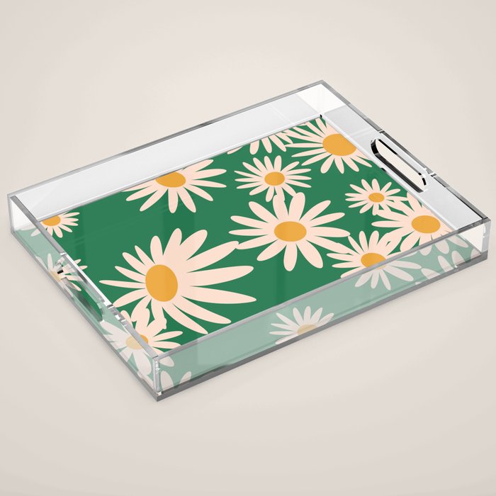 Retro Daisy pattern  Acrylic Tray Gallery Image 1