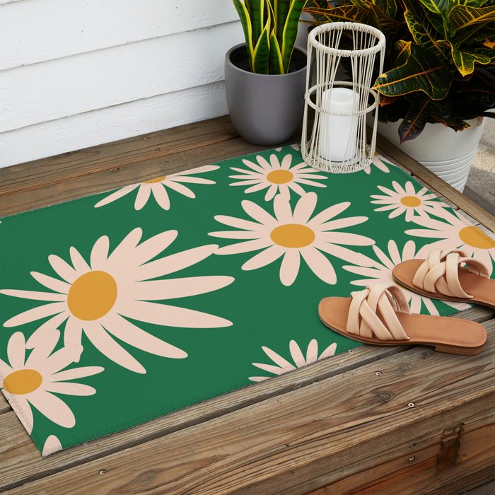 Retro Daisy pattern  Outdoor Rug Gallery Image 2
