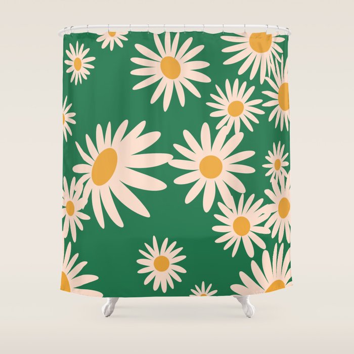 Retro Daisy pattern  Shower Curtain Gallery Image 1
