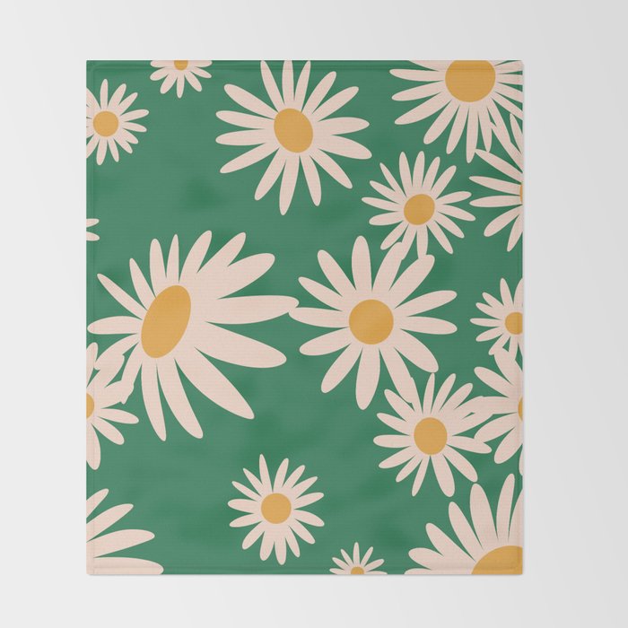 Retro Daisy pattern  Throw Blanket Gallery Image 2