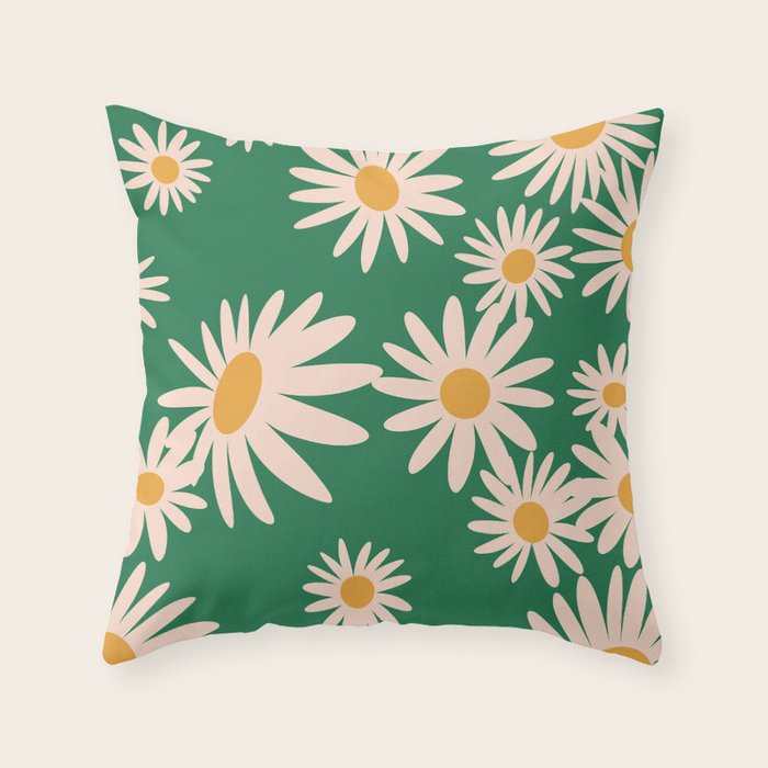 Retro Daisy pattern  Throw Pillow Gallery Image 1