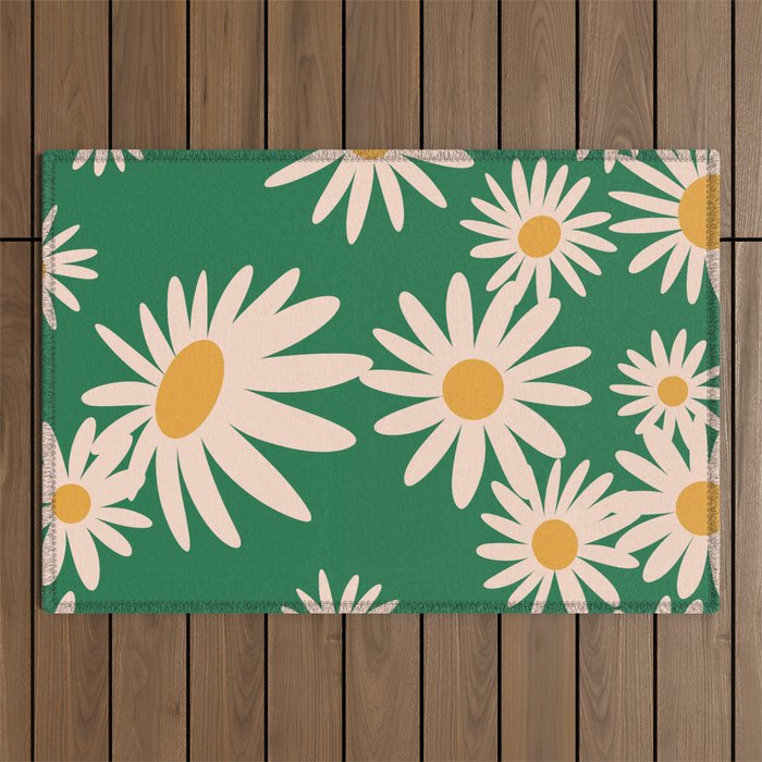 Retro Daisy pattern  Outdoor Rug Gallery Image 1