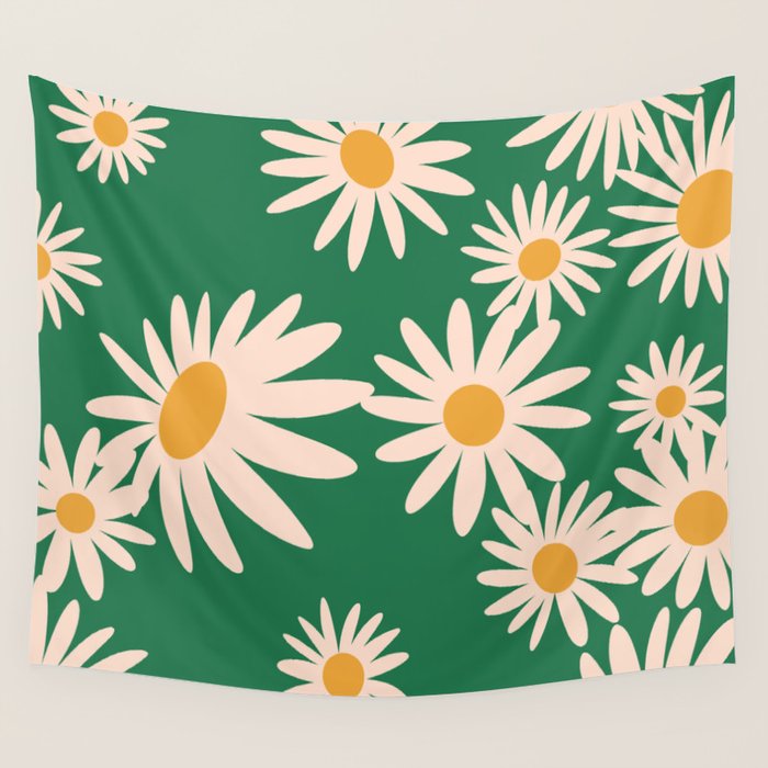 Retro Daisy pattern  Wall Tapestry Gallery Image 1