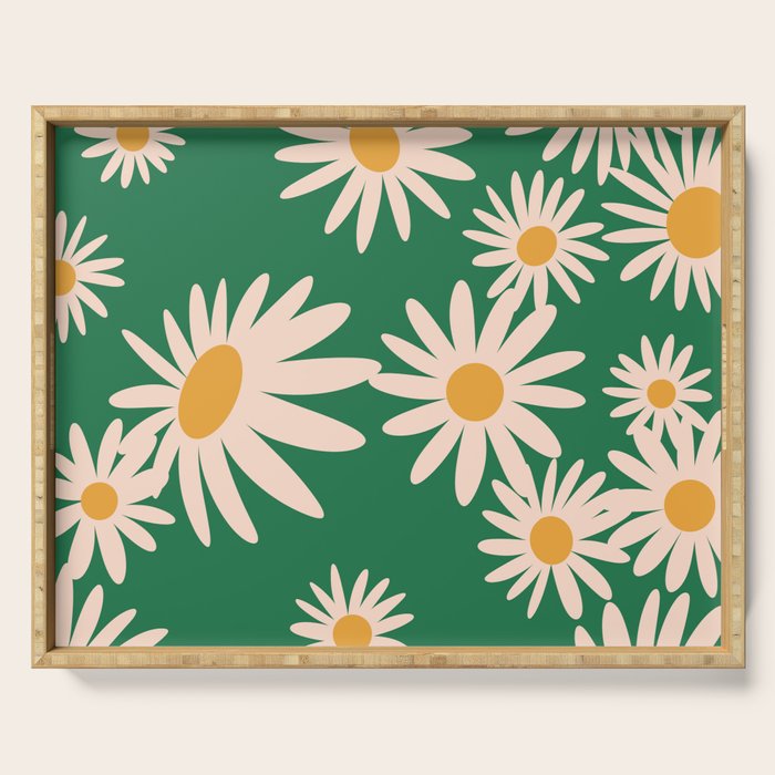 Retro Daisy pattern  Serving Tray Gallery Image 1