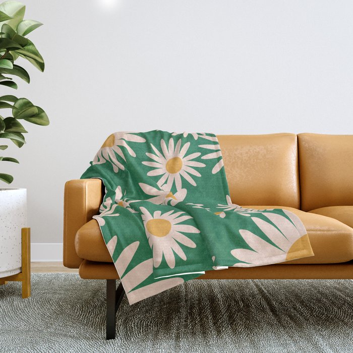 Retro Daisy pattern  Throw Blanket Gallery Image 1