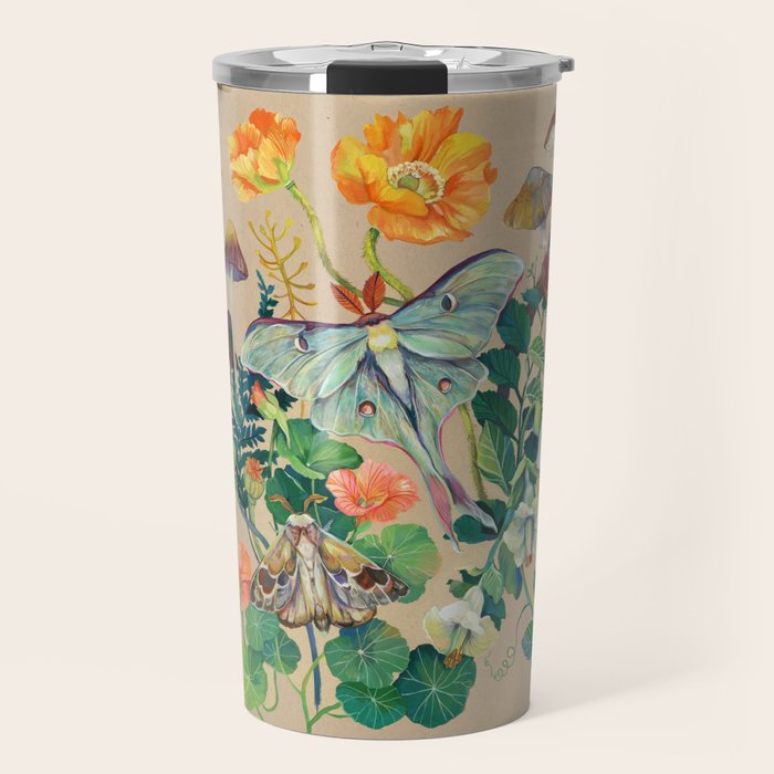 Floral Luna Moth Travel Mug Gallery Image 1