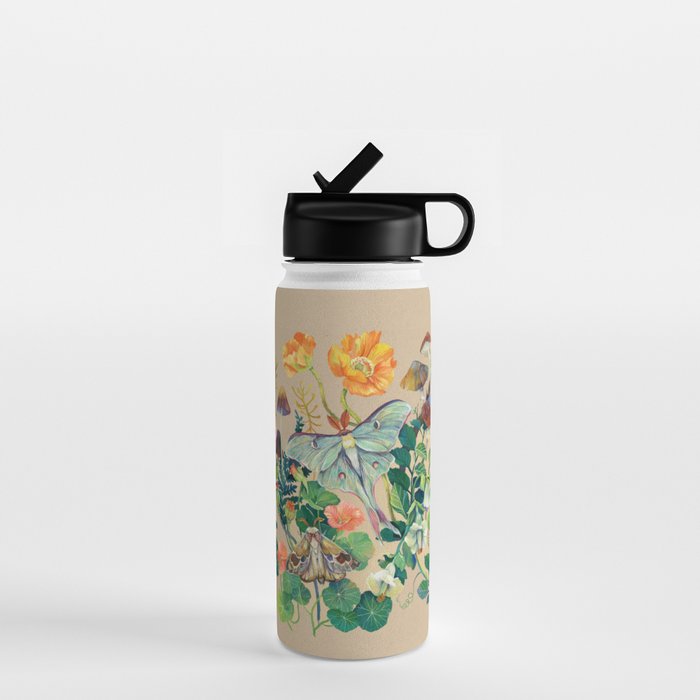 Floral Luna Moth Water Bottle Gallery Image 1