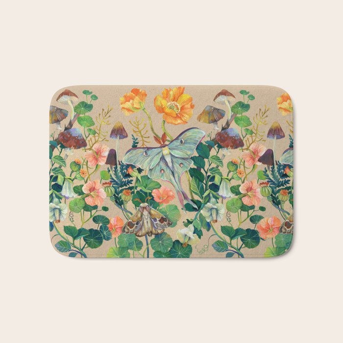 Floral Luna Moth Bath Mat Gallery Image 1