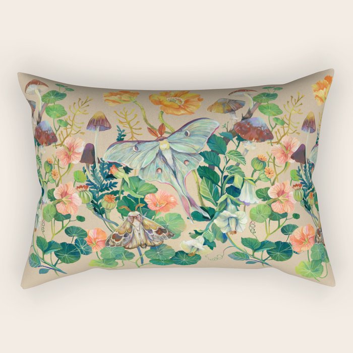 Floral Luna Moth Rectangular Pillow Gallery Image 2