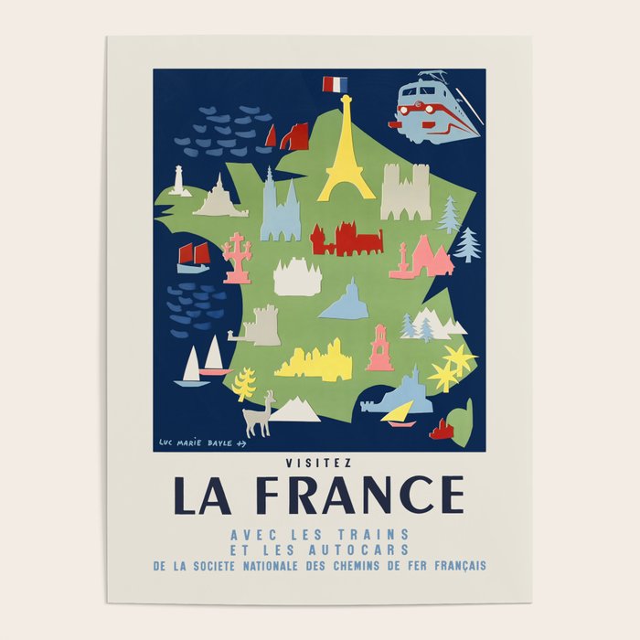 Vintage French Travel Poster - Visit France, 1950s Poster Gallery Image 1