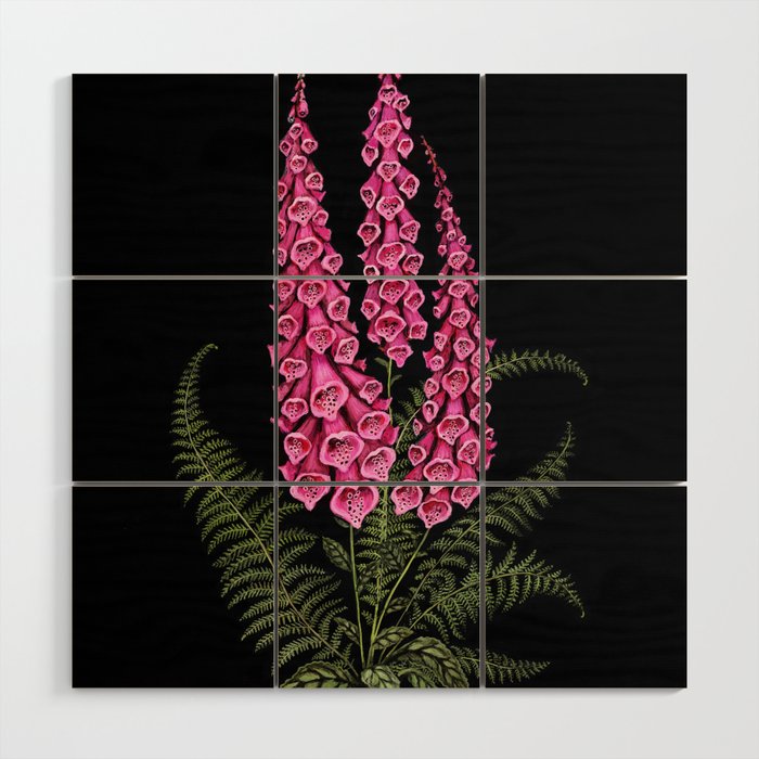 Foxglove and Fern Wood Wall Art Gallery Image 1