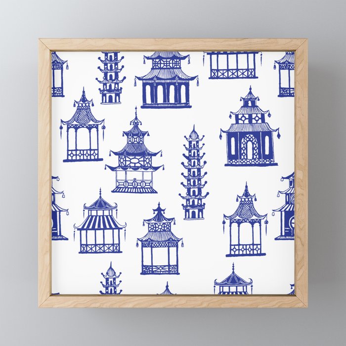 Chinoiserie Temple Pagodas Mini Art Print Gallery Image 1