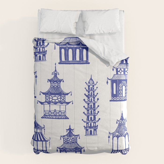 Chinoiserie Temple Pagodas Comforter Gallery Image 1