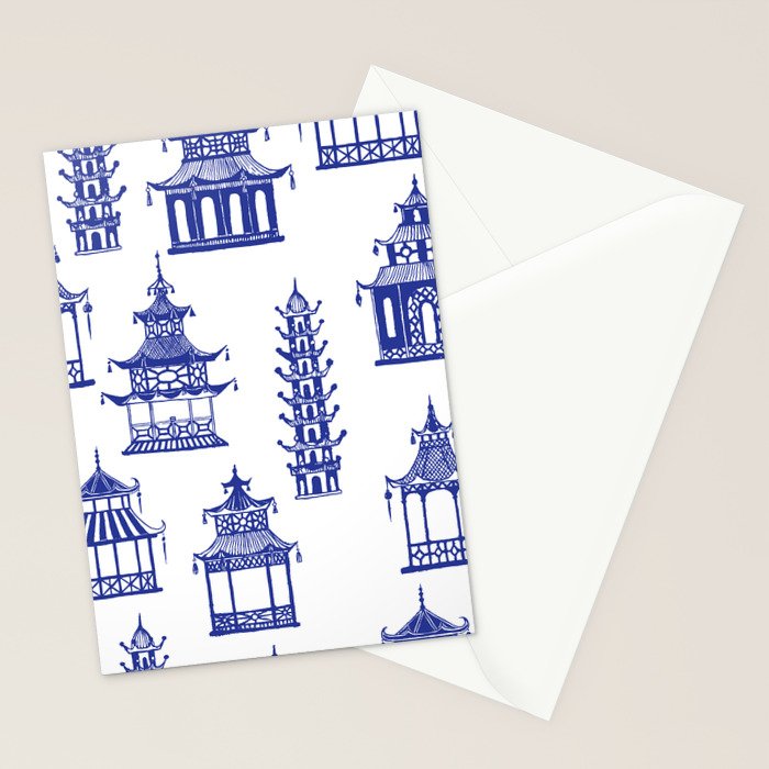 Chinoiserie Temple Pagodas Stationery Card Gallery Image 2