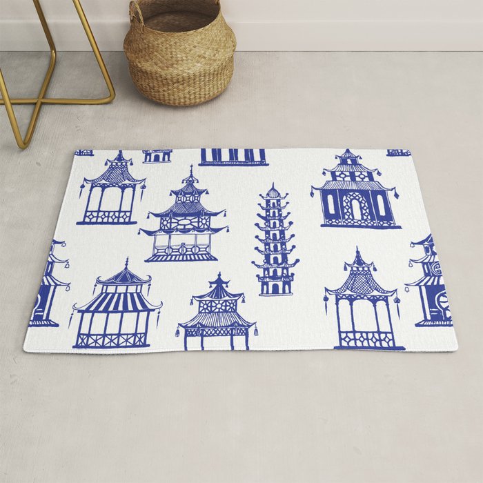 Chinoiserie Temple Pagodas Rug Gallery Image 1