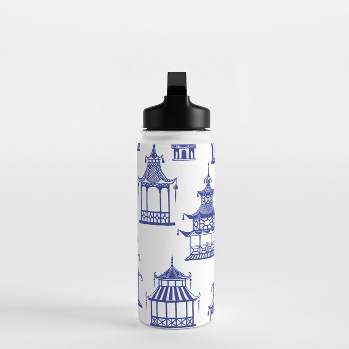 Chinoiserie Temple Pagodas Water Bottle Gallery Image 3